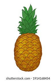 cartoon pineapple. Vector illustration. Isolated on white.