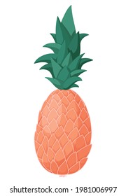 Piña de caricatura. Ilustración vectorial aislada en fondo blanco.