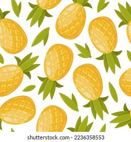 Cartoon pineapples seamless pattern. Summer organic fruits, sweet ananas flat vector background illustration. Pineapple endless design