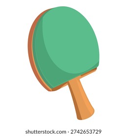 Cartoon ping pong paddle with green rubber surface and wooden handle for playing table tennis
