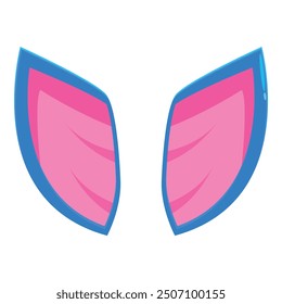 Cartoon pink and blue cat ears pointing upwards, representing cuteness and playfulness