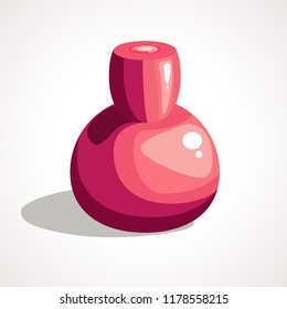 Cartoon pink bottle of perfume. Vector illustration