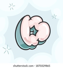 Cartoon rosa Luftblase Buchstabe D. Vektorgrafik-Illustrationsschrift