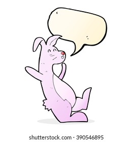 cartoon pink bunny with speech bubble