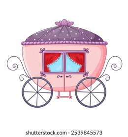 cartoon pink carriage on white background