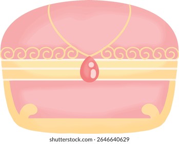 Cartoon de um peito rosa com um colar de ouro e pingente de diamante