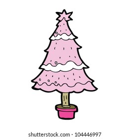 árbol de navidad rosa de dibujos animados