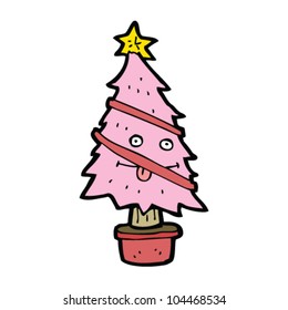 cartoon pink christmas tree