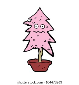 cartoon pink christmas tree looking worse for wear