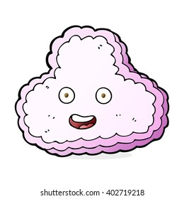 caricatura nube rosa con cara feliz