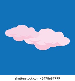 Cartoon rosa Wolken isoliert auf blauem Hintergrund. Element Design Illustration von Wolken.
