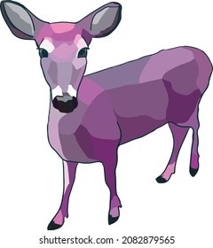 Cartoon pink deer hand drawn illustration