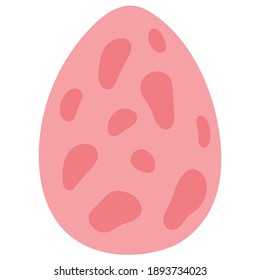 Cartoon pink dinosaur egg, chicken, quail. Isolated object. Children's vector illustration. Drawn by hands. It can be used to decorate a children's party, children's clothing, bed linen, notebooks.