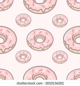 cartoon pink donut seamless pattern