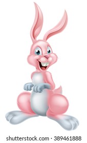 Cartoon pink Easter bunny rabbit smiling at the viewer