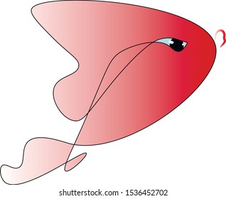 Cartoon pink fish. Vector graphics