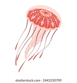 Cartoon Pink jellyfish flat style. Medusa vector illustration. Modern flat illustration Jellyfish isolated on white background. Vector illustration