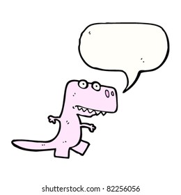 cartoon pink little dinosaur with speech bubble