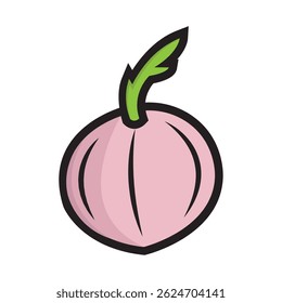 Cartoon Pink Onion Icon. Vector illustration