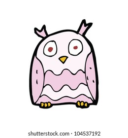 búho rosa de dibujos animados