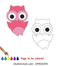 Cartoon pink owl to be colored. Coloring book for children.