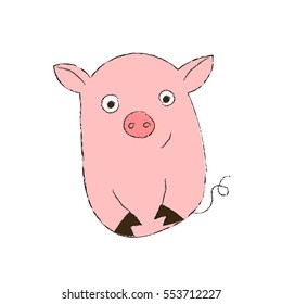 Cartoon pink pig