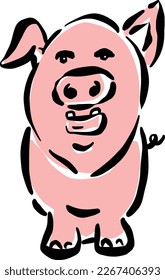 Cartoon Pink Pig Piggy in A Simple Illustration Vector Design