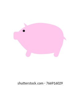 Cartoon pink pig vector on white background