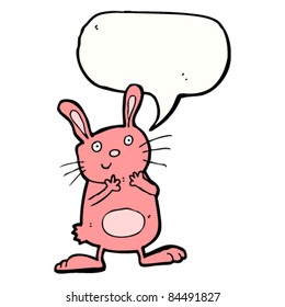 cartoon pink rabbit with speech bubble