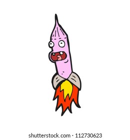 cohete rosa de dibujos animados