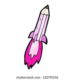 cartoon pink rocket pencil