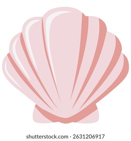 Cartoon pink Sea Shell illustration. Vector isolated illustration on white background