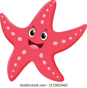 Cartoon Pink Starfish Isolated On White Stock Vector (Royalty Free ...