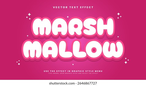 Cartoon Pink Style Marsh Mallow 3d editable Text Effect Template