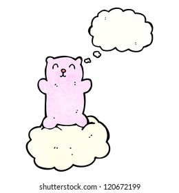 oso de peluche rosa flotando en la nube