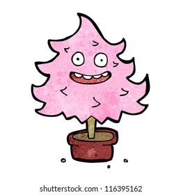 árbol rosa de dibujos animados