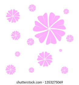 Cartoon pink and white cherry blossoms petal of Japanese cherry tree. Vector illustration.