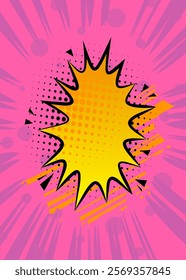 Cartoon pink and yellow background, comic book backdrop. Retro vector comics pop art design.