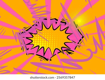 Cartoon pink and yellow background, comic book backdrop. Retro vector comics pop art design.