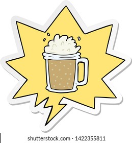 cartoon pint of ale with speech bubble sticker