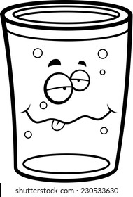A cartoon pint of beer drunk and smiling.