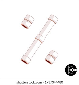 Cartoon pipeline vector alphabet symbol of a percent sign.