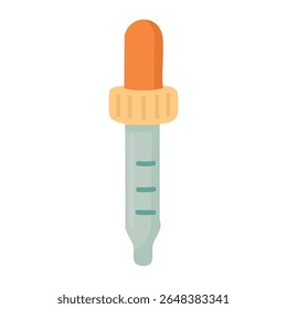 Conta-gotas de pipeta de desenho animado com marcas de escala. Ilustração médica de vetor plano em estilo limpo suave.
