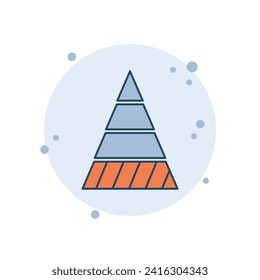 Cartoon Piramid Diagramm Symbol Vektorgrafik. Pyramidendiagramm auf Blasenhintergrund. Konzept des Statistikzeichens