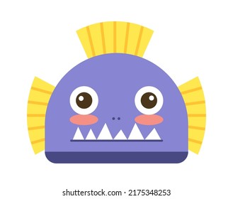 Cartoon piranha face. Vector illustration