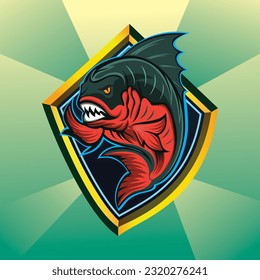 Cartoon Piranha Fisch Vektorbild..kann für Sportlogos, Raubfisch-Logos oder über Fische verwendet werden
