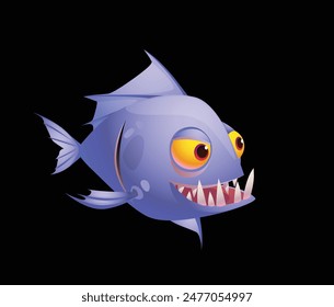 Cartoon Piranha Fisch Vektorgrafik, Piranha Fisch Illustration Design