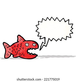 Cartoon-Piranha mit Sprachblase