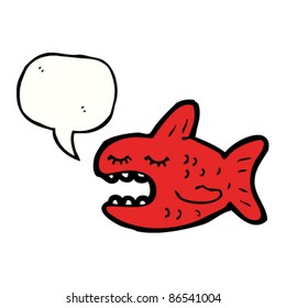 cartoon piranha with speech bubble