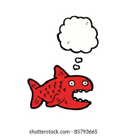 Cartoon-Piranha mit Gedankenblase